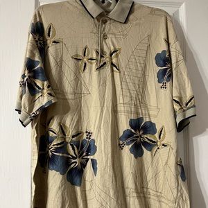 Splatt Fine Resort Wear Men’s Tropical Floral 3-button Pullover Shirt Large, sle